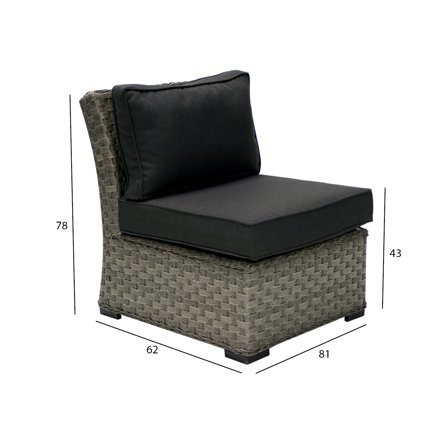 Diivani vahemoodul GENEVA 62x81xH78 cm, hall