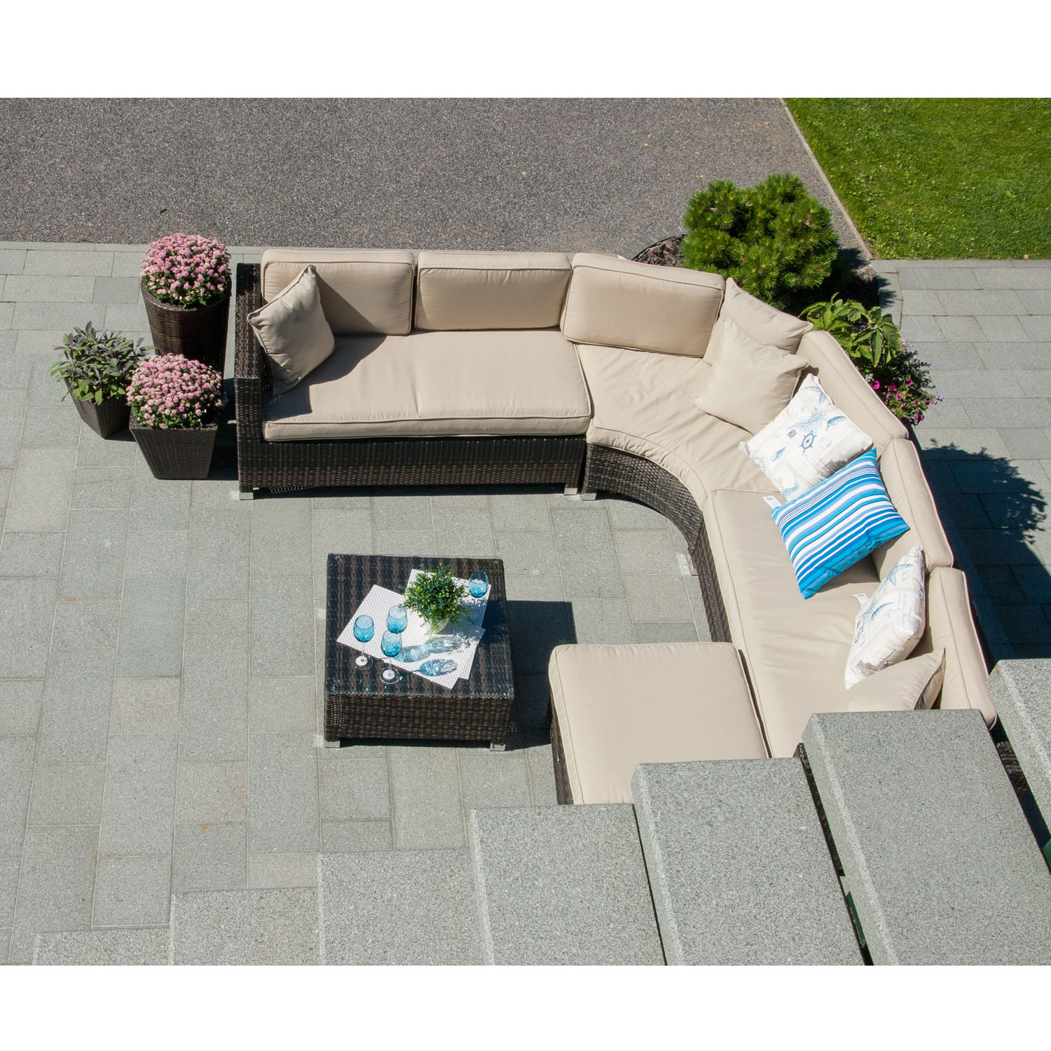 Aiamööblikomplekt DAWSON laud, nurgadiivan ja tumba