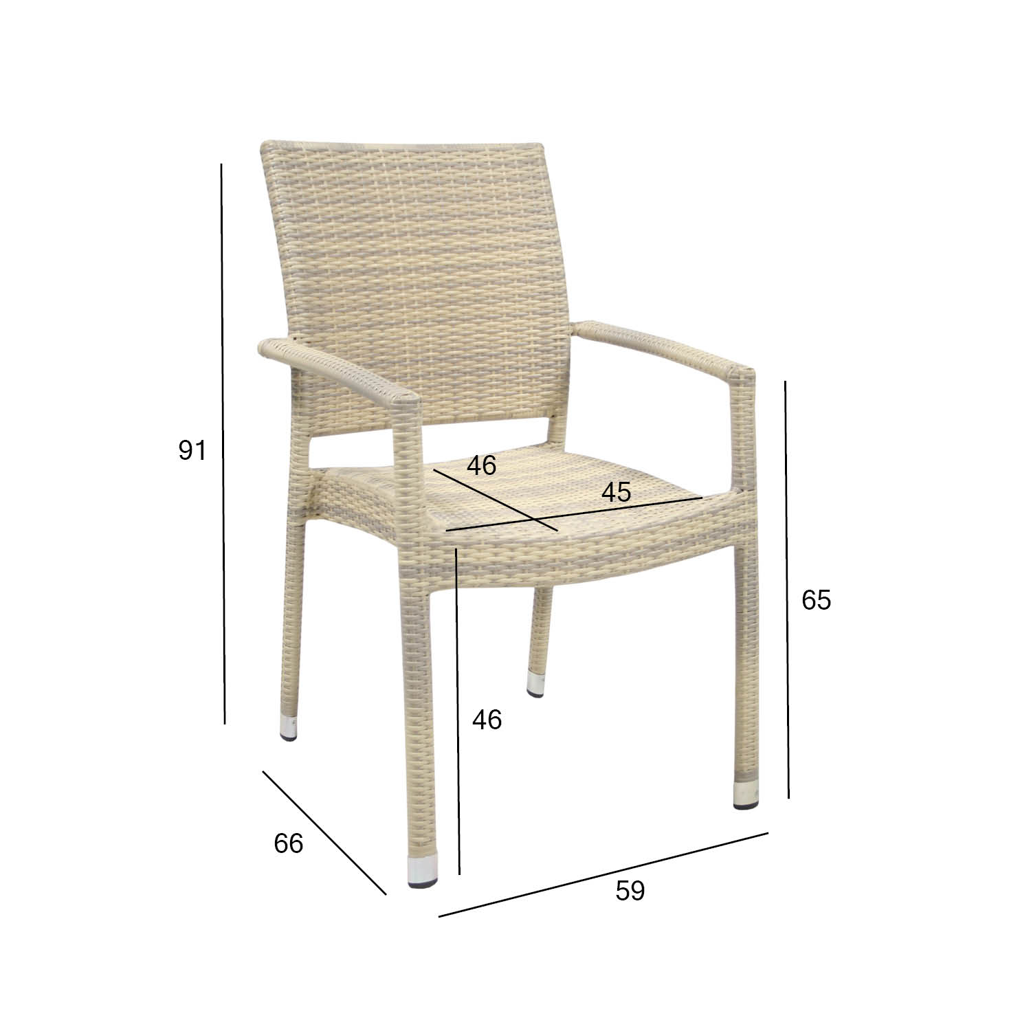 Tool WICKER-3 käetugedega, beež