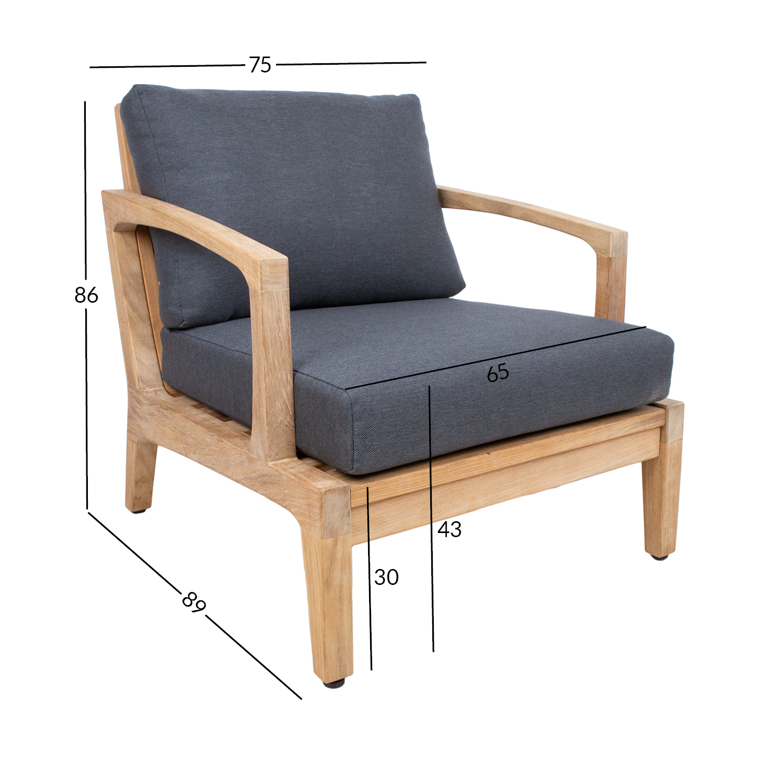 Tugitool MALDIVE 75x89xH86cm, tiikpuu