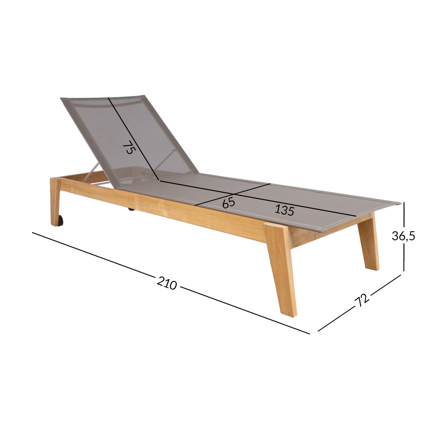 Lamamistool BALI 72x210xH36,5cm, tiikpuu