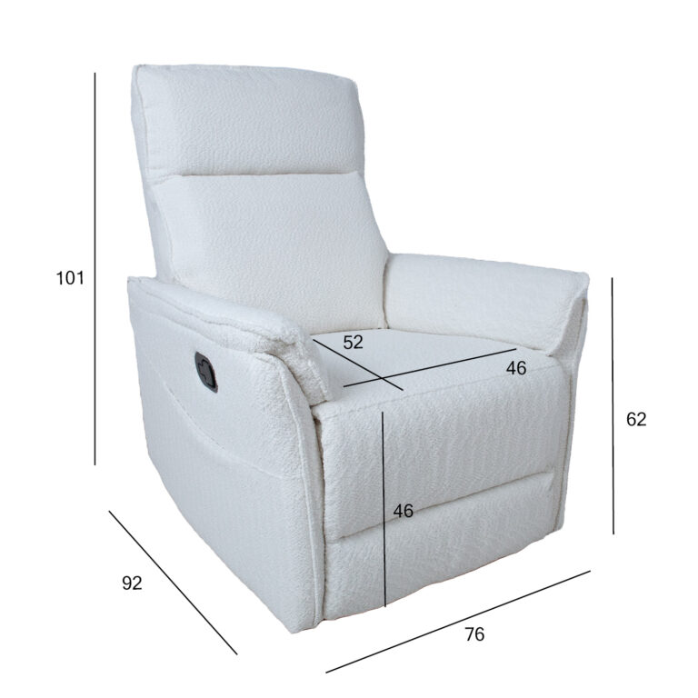 Tugitool GERRY manuaalne recliner 76x92xH101cm, valge - Image 9
