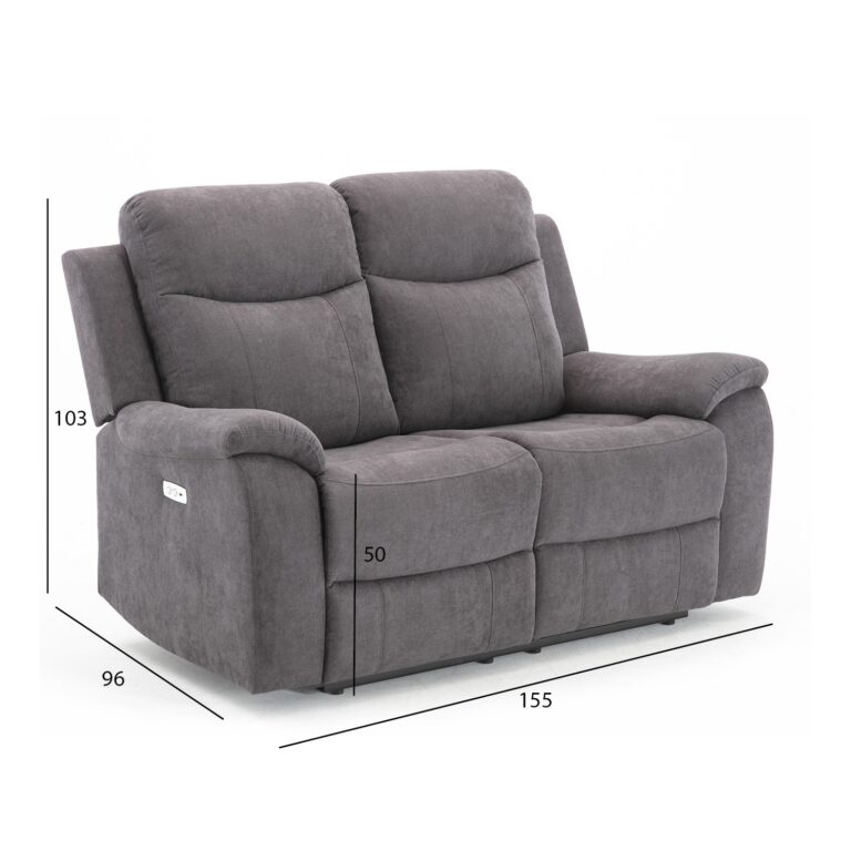 Diivan MILO 2-kohaline elektriline recliner 155x96xH103cm, hall - Image 5