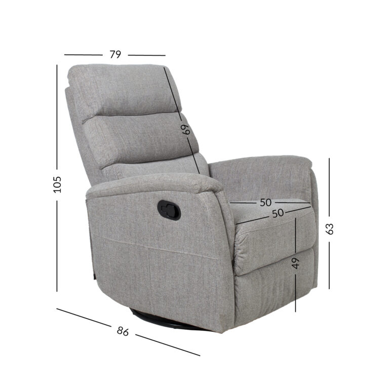 Tugitool BARCLAY kiikuv ja pöörlev manuaalne recliner 79x86xH105cm, helehall - Image 9