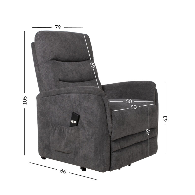 Tugitool BARCLAY elektriline lift recliner 79x86xH105cm, hall - Image 13