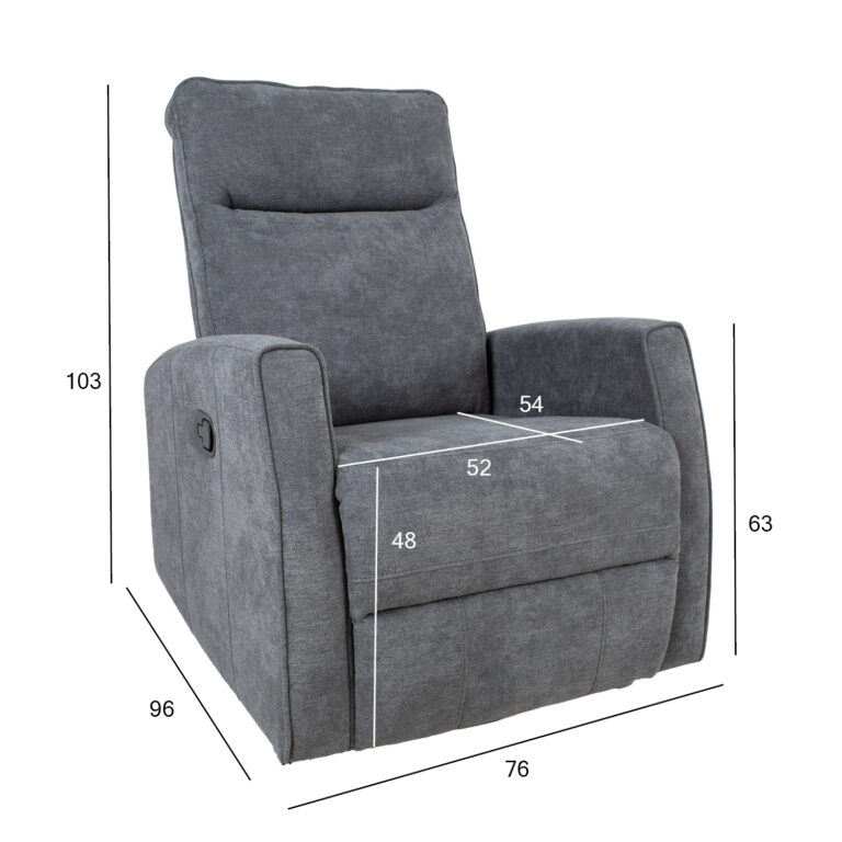 Tugitool EDDY kiikuv ja pöörlev manuaalne recliner 76x96xH103cm, hall - Image 9