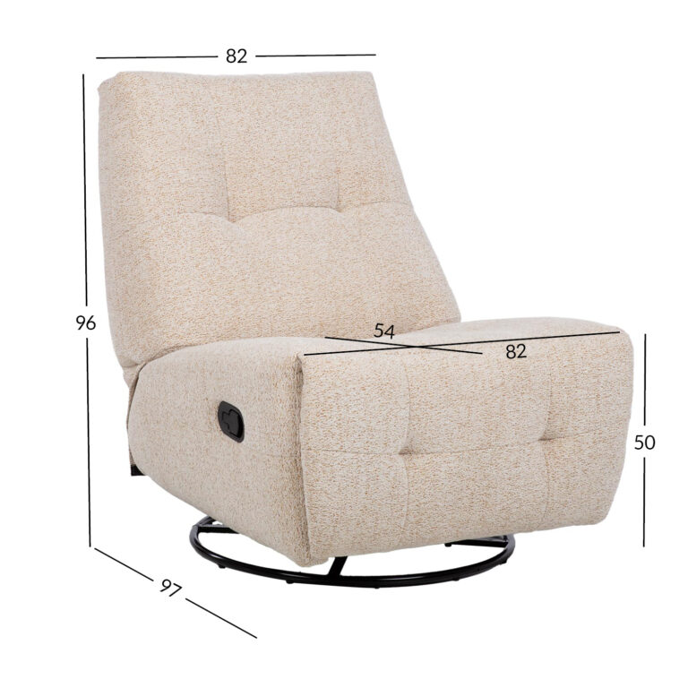 Tugitool WILLA manuaalne recliner, pöörlev ja kiikuv 82x97xH96cm, beež - Image 8