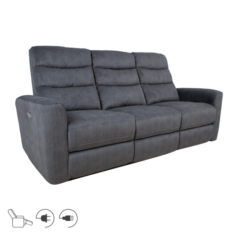 Diivan GASTON 3-kohaline elektriline recliner 206x85xH104cm, hall samet