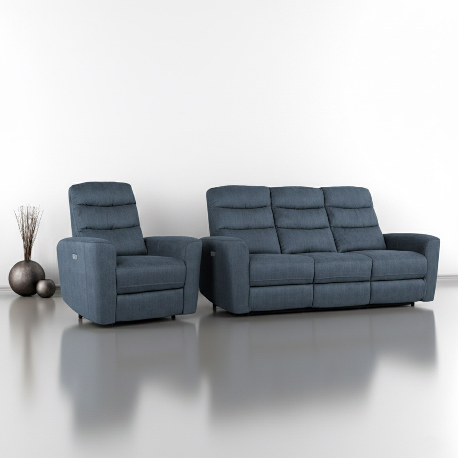Diivan GASTON 3-kohaline elektriline recliner 206x85xH104cm, sinine