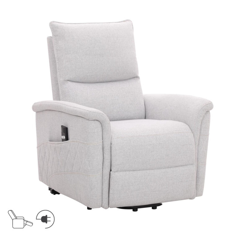 Tugitool GIANNI elektriline lift recliner 85x86xH106cm, hallikasvalge