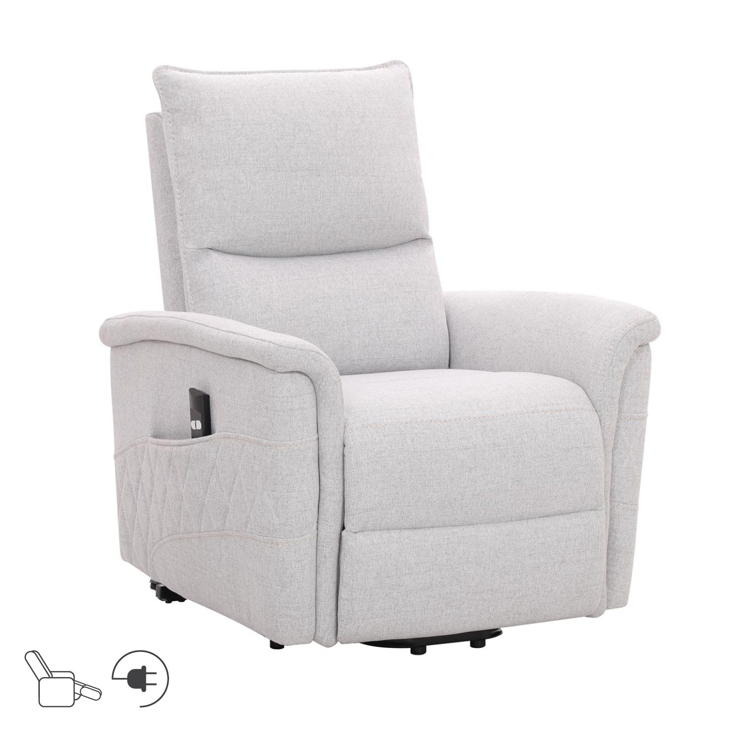 Tugitool GIANNI elektriline lift recliner 85x86xH106cm, hallikasvalge