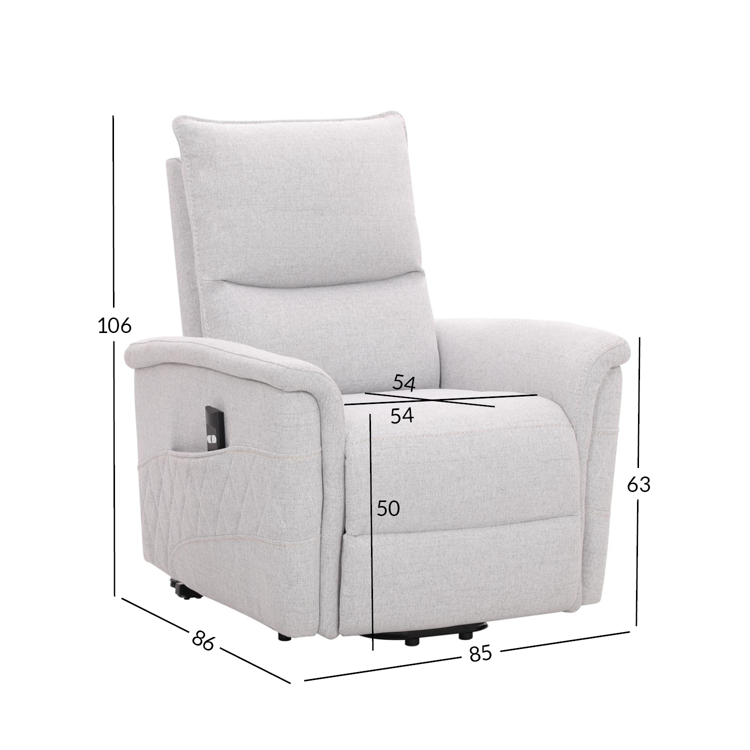 Tugitool GIANNI elektriline lift recliner 85x86xH106cm, hallikasvalge