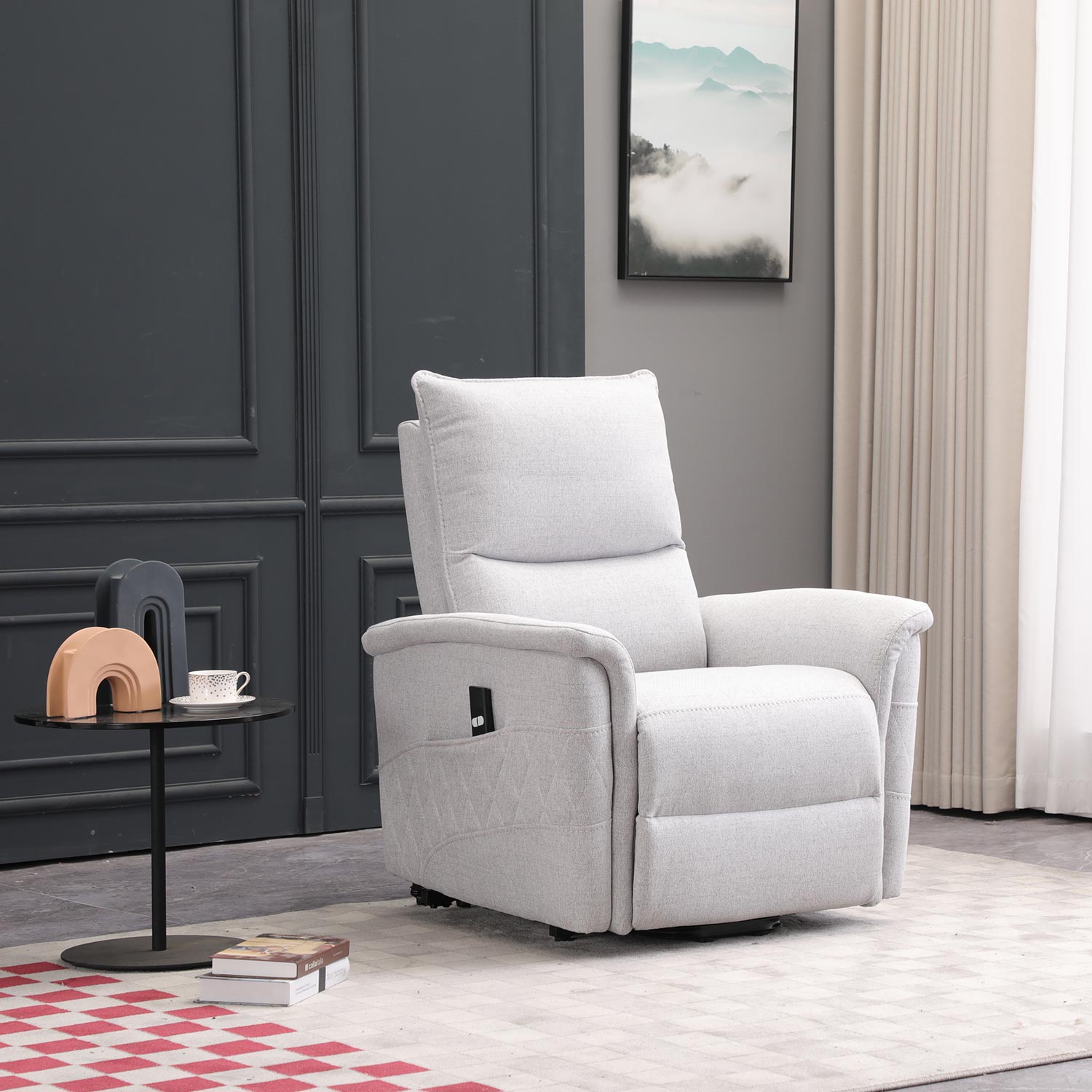 Tugitool GIANNI elektriline lift recliner 85x86xH106cm, hallikasvalge