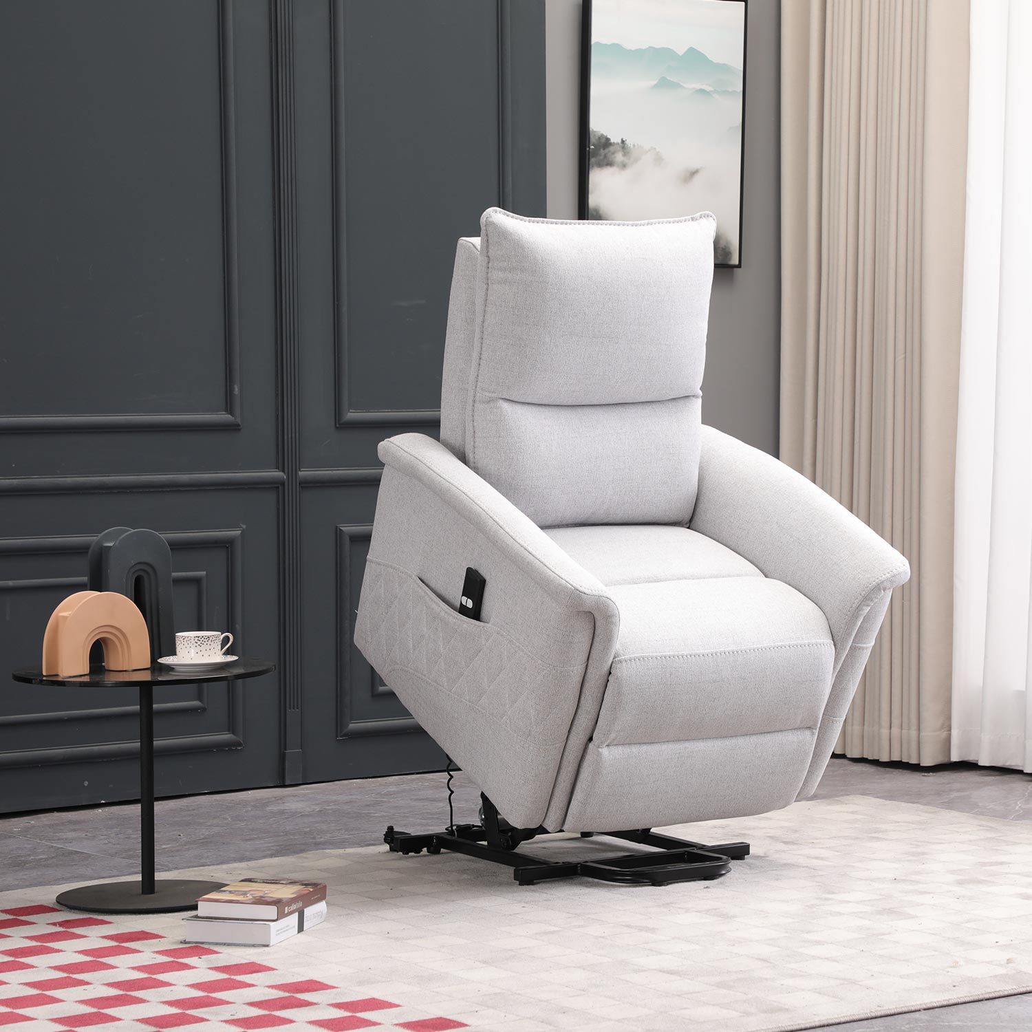 Tugitool GIANNI elektriline lift recliner 85x86xH106cm, hallikasvalge
