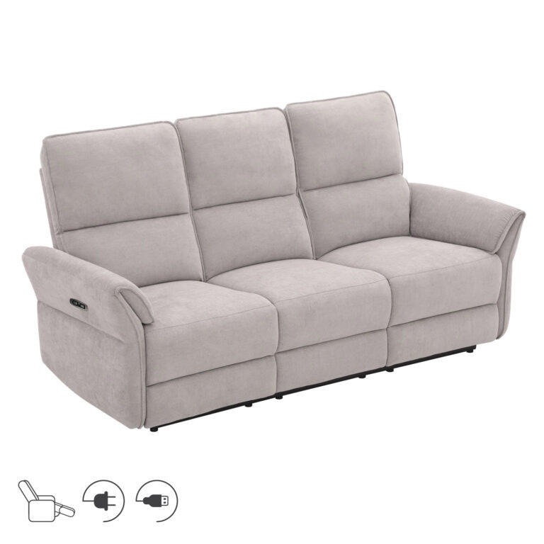 Diivan DAMIKA 3-kohaline elektriline recliner 200x92xH103cm, hall