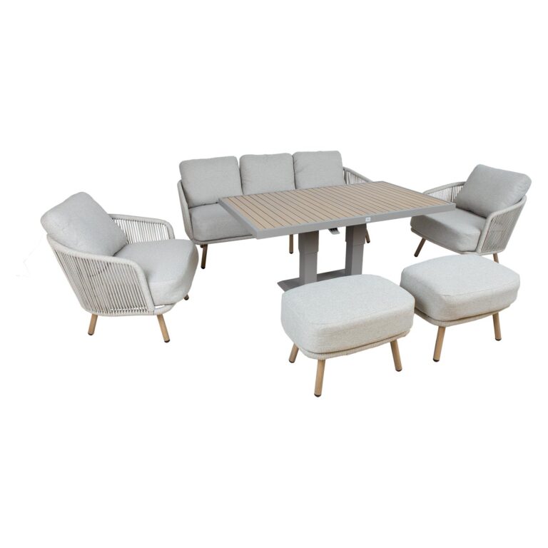 Aiamööblikomplekt MALISE laud, diivan, 2 tugitooli ja 2 tumbat, beež - Image 4