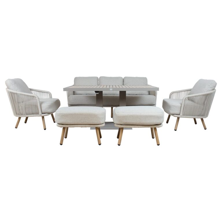 Aiamööblikomplekt MALISE laud, diivan, 2 tugitooli ja 2 tumbat, beež - Image 6