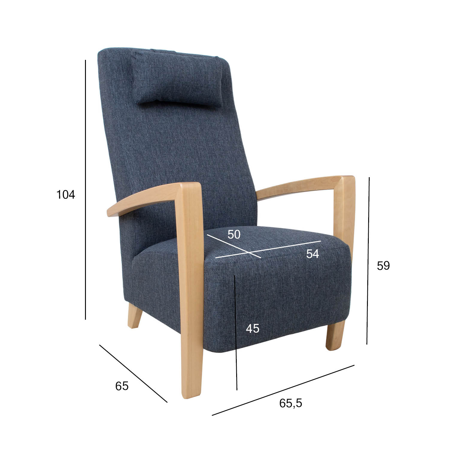 Tugitool VENLA 65,5x65xH104cm, sinakashall
