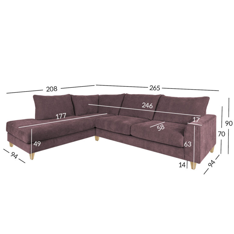 Nurgadiivan LAYLA VN 265x94x208xH90cm, hallikasroosa - Image 7