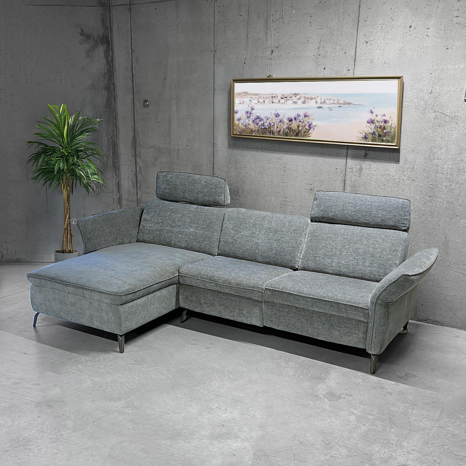 Nurgadiivan DAYTON PN, elektriline recliner 268x94/157xH100cm, helehall