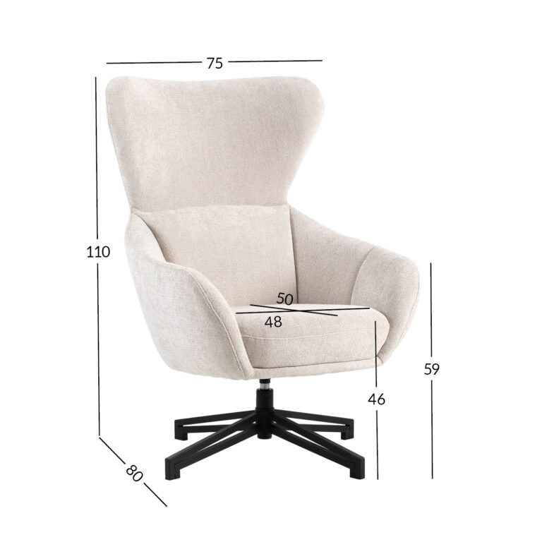 Tugitool LIONEL 75x80xH110cm, valge - Image 7