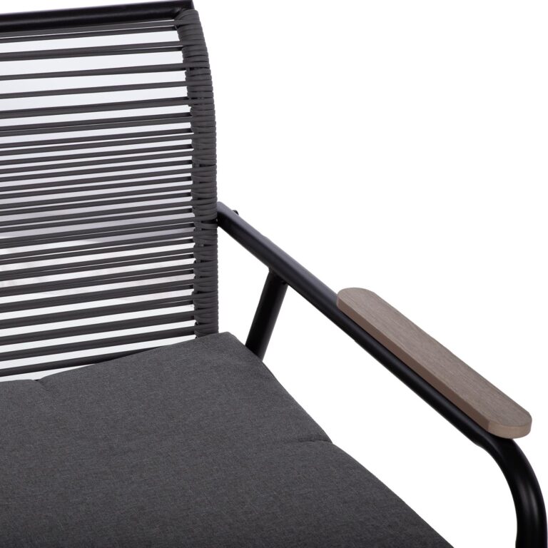 Aiamööblikomplekt MACOS laud, diivan ja 2 tooli, hall/must - Image 5