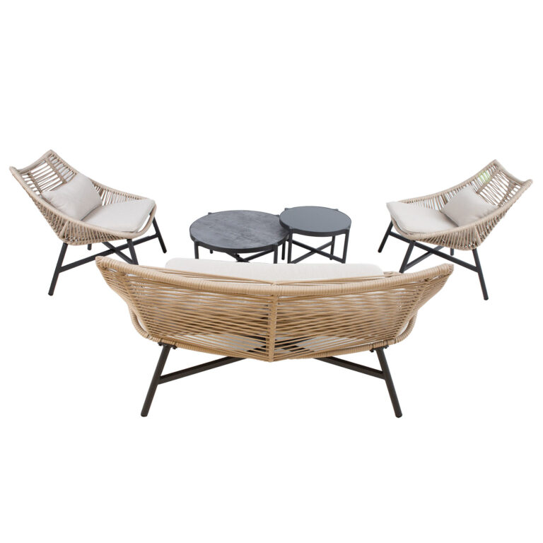 Aiamööblikomplekt HELSINKI diivan, 2 tooli ja 2 lauda, beež - Image 6