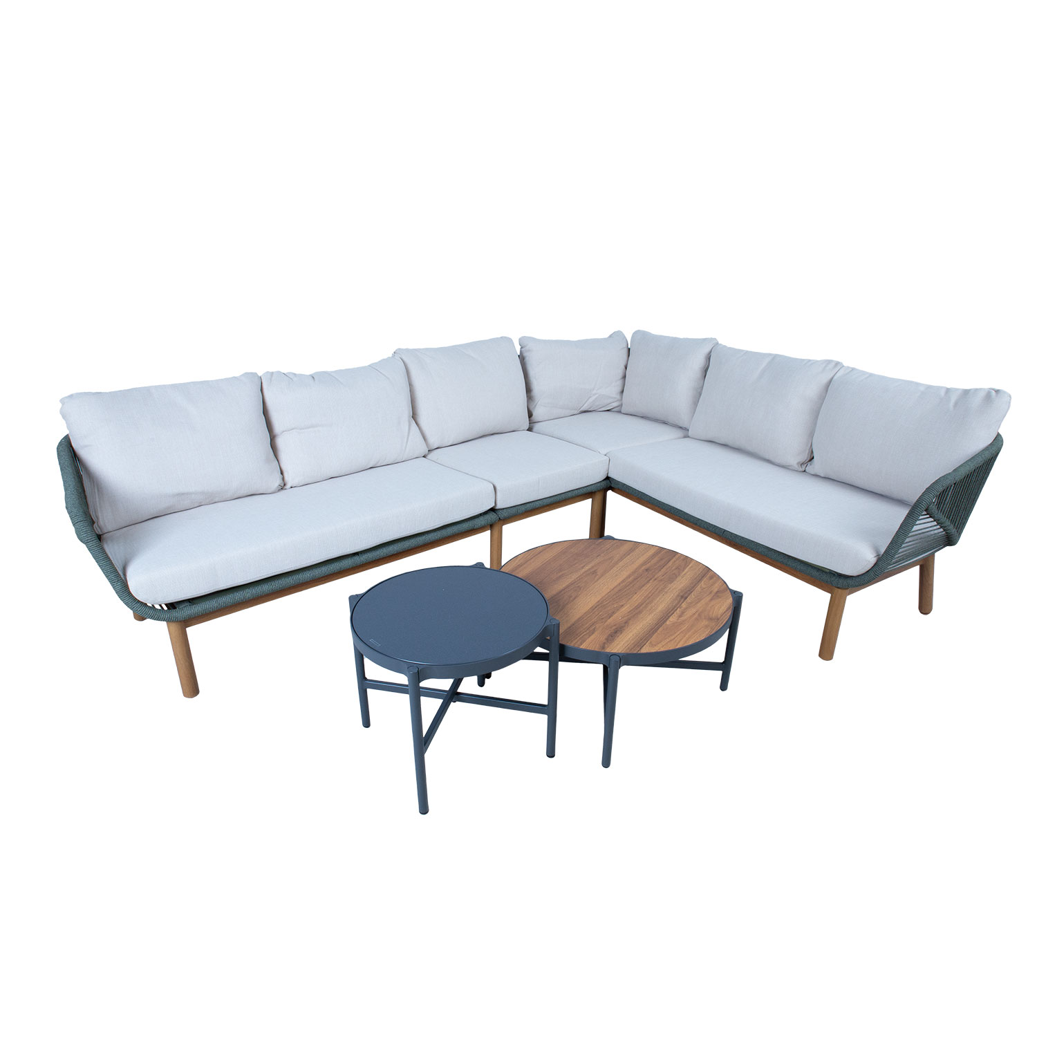 Aiamööblikomplekt TUXEDO nurgadiivan ja 2 lauda