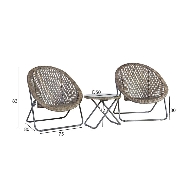 Aiamööblikomplekt TURKU 2 tooli ja abilaud - Image 2