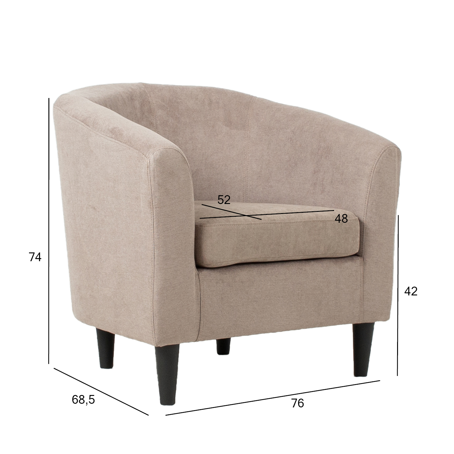 Tugitool WESTER 76x68,5xH74cm, taupe