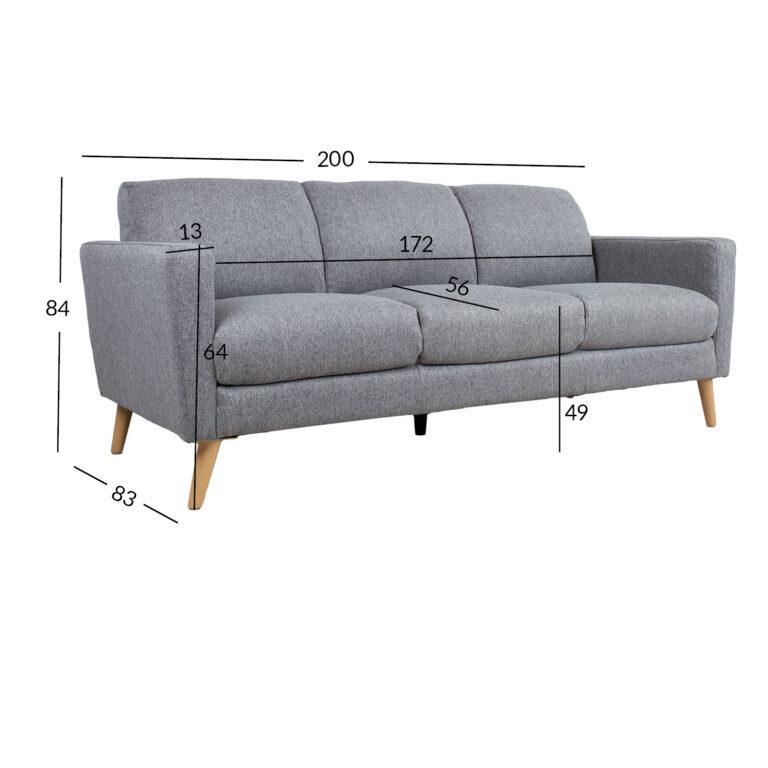 Diivan KAILI 3-kohaline 200x83xH84cm, hall - Image 7