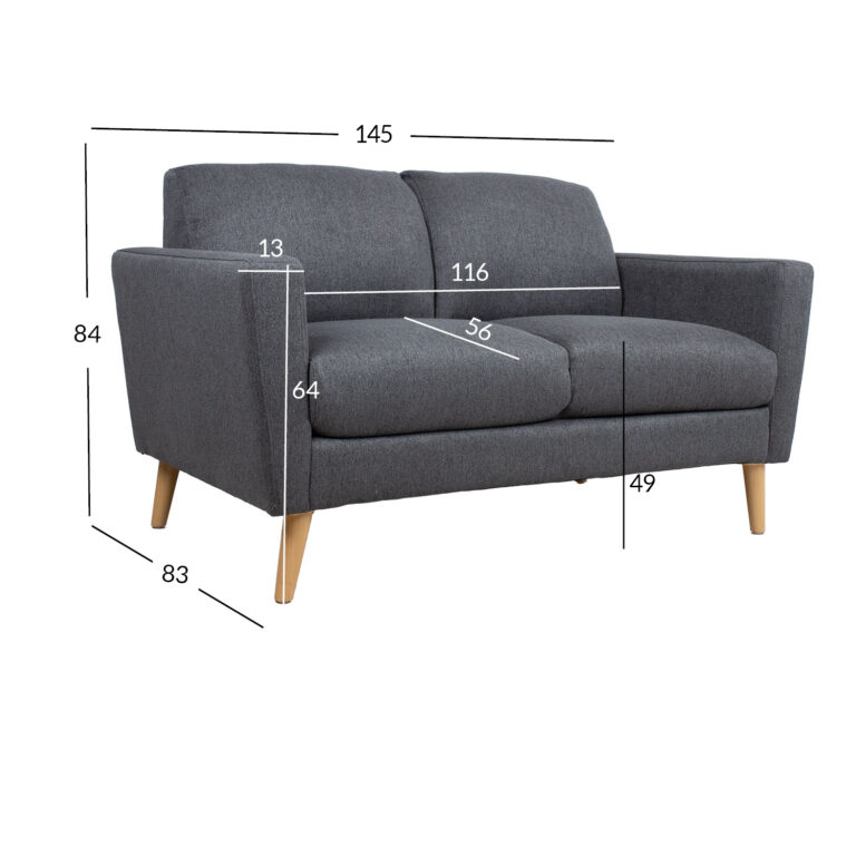 Diivan KAILI 2-kohaline 145x83xH84cm, tumehall - Image 6