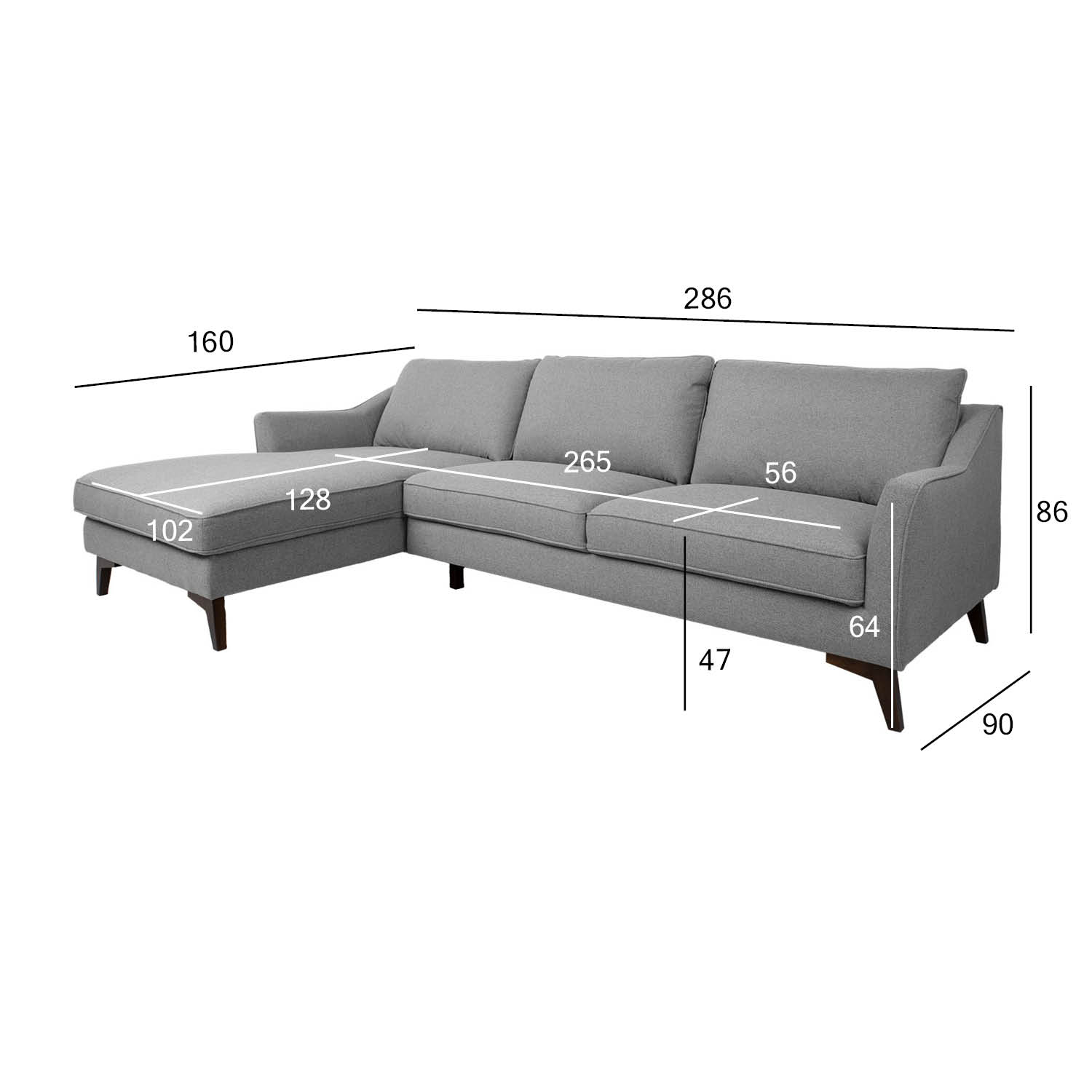 Nurgadiivan BIRGIT VN 286x160/90xH86cm, hall