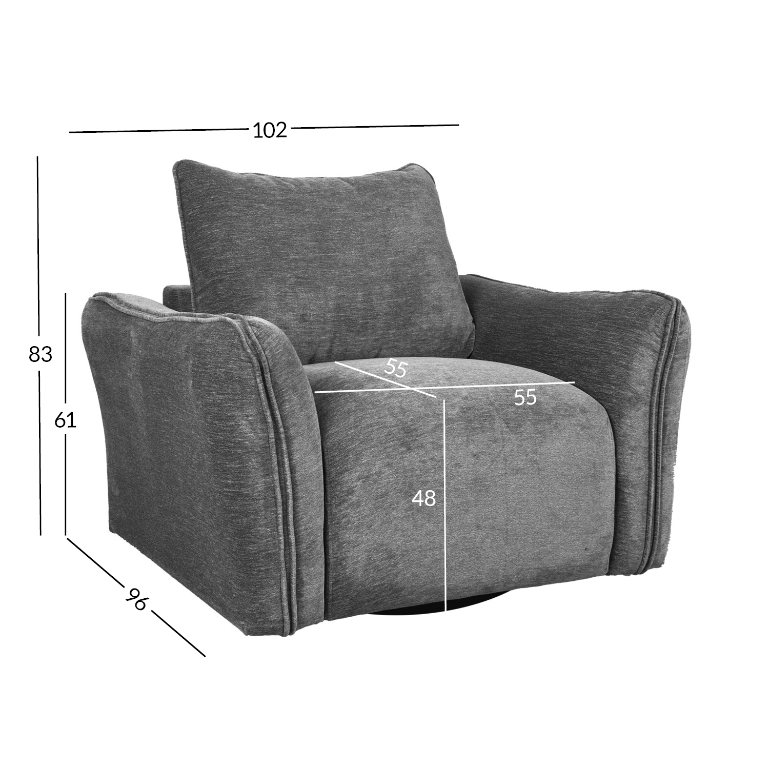 Tugitool DIVI 102x96xH83cm, hall