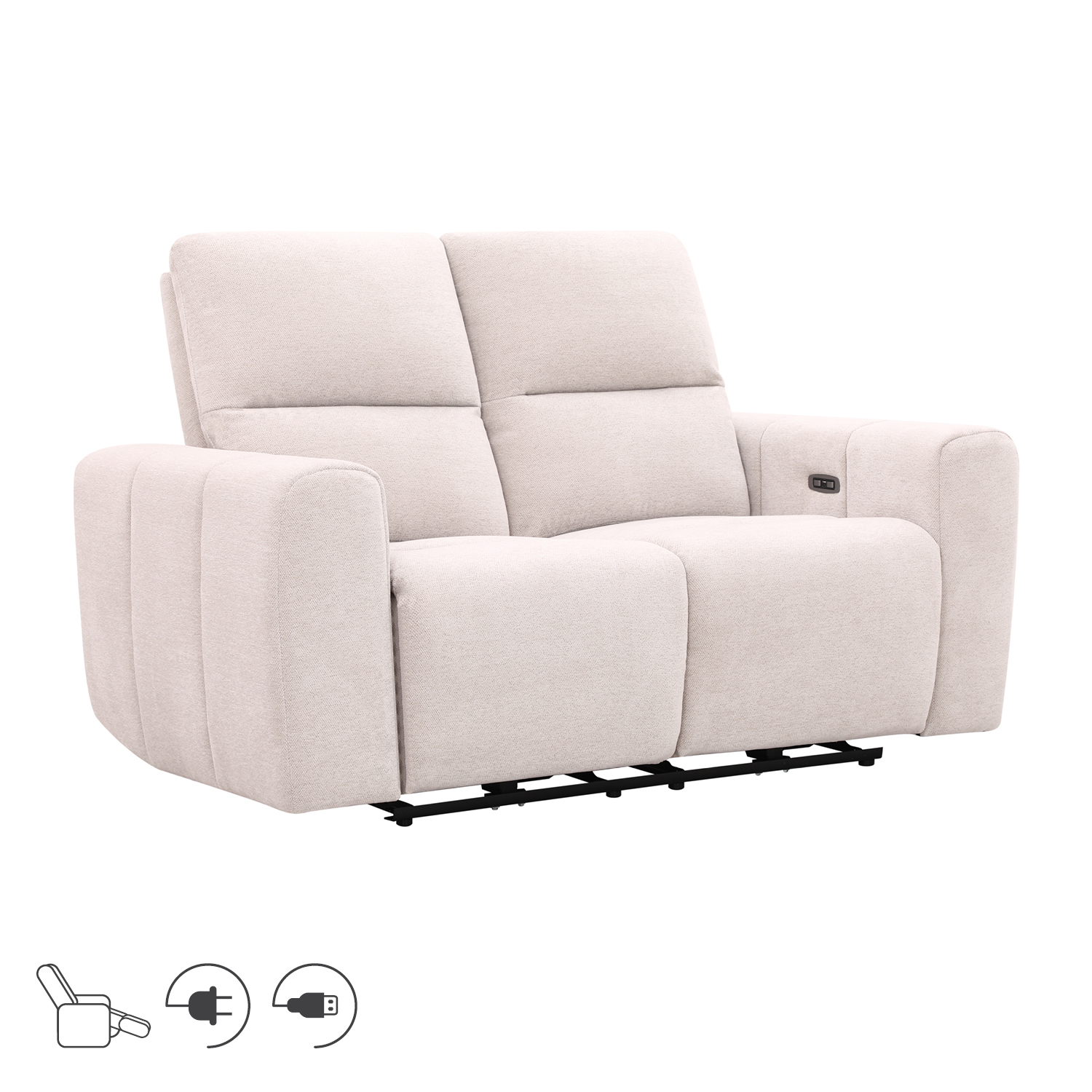 Diivan MATIAS 2-kohaline elektriline recliner 162x90xH100cm, helebeež