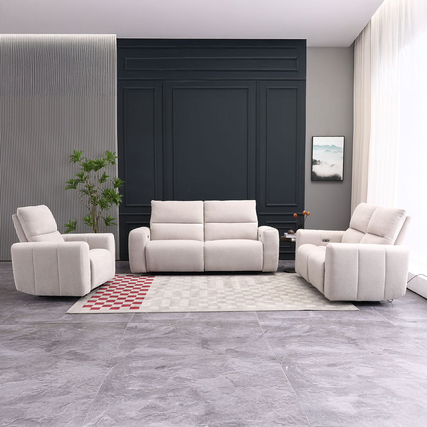 Diivan MATIAS 2-kohaline elektriline recliner 162x90xH100cm, helebeež