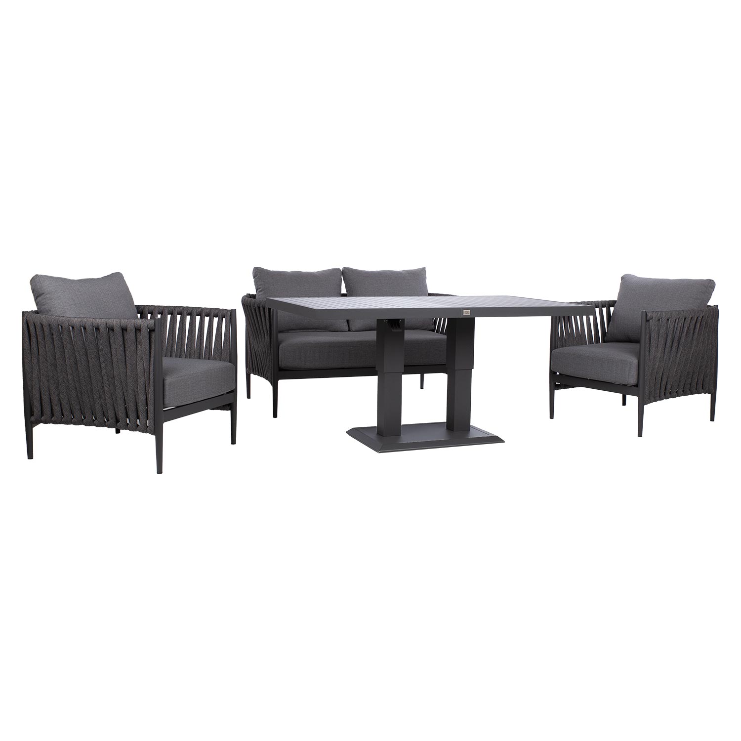 Aiamööblikomplekt BRISTOL laud, diivan ja 2 tooli, hall