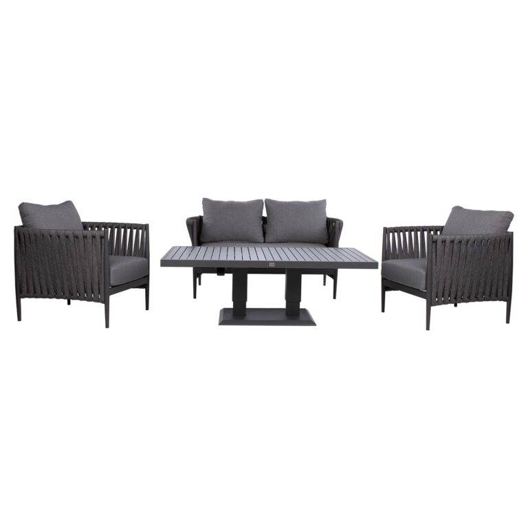 Aiamööblikomplekt BRISTOL laud, diivan ja 2 tooli, hall - Image 3