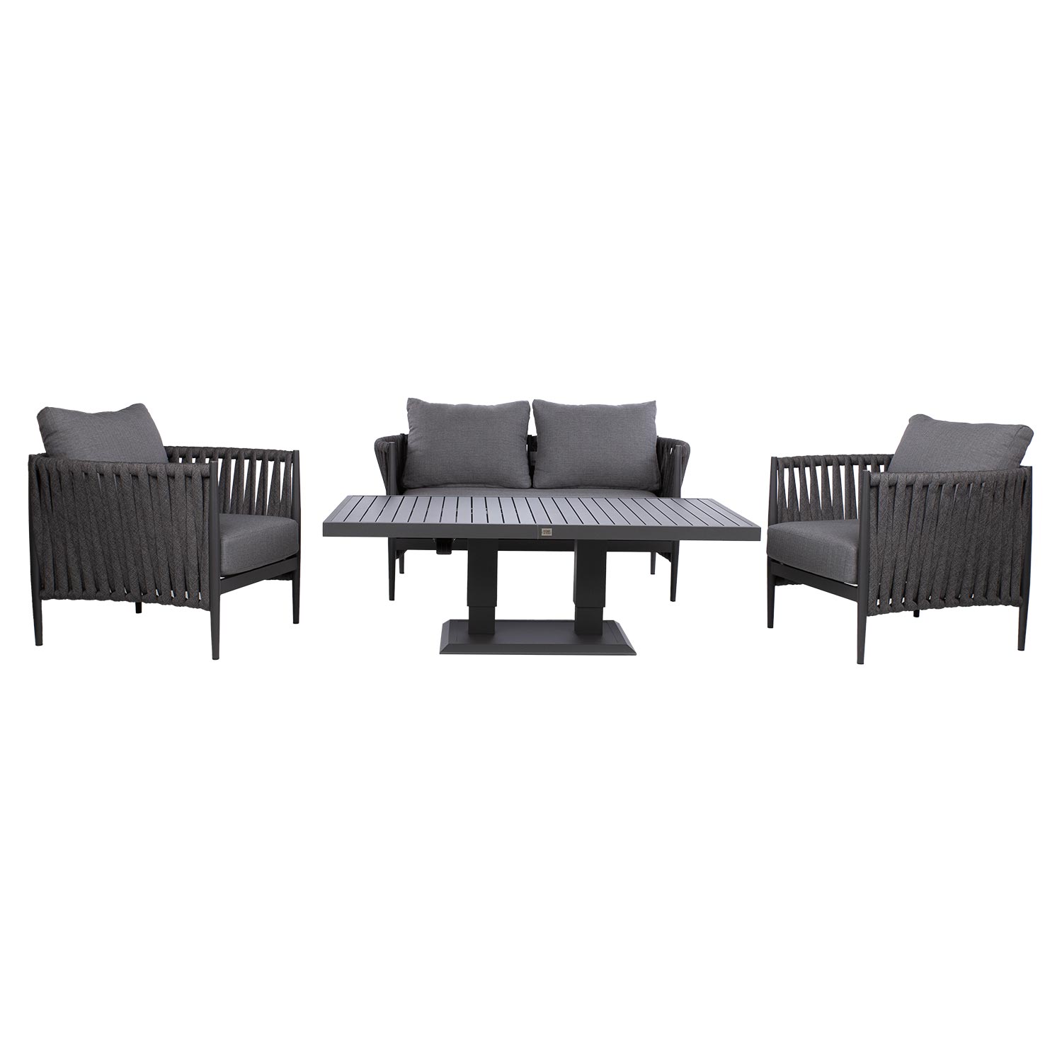 Aiamööblikomplekt BRISTOL laud, diivan ja 2 tooli, hall