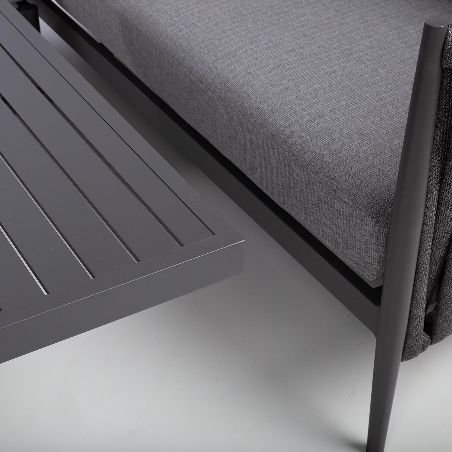 Aiamööblikomplekt BRISTOL nurgadiivan ja laud, hall