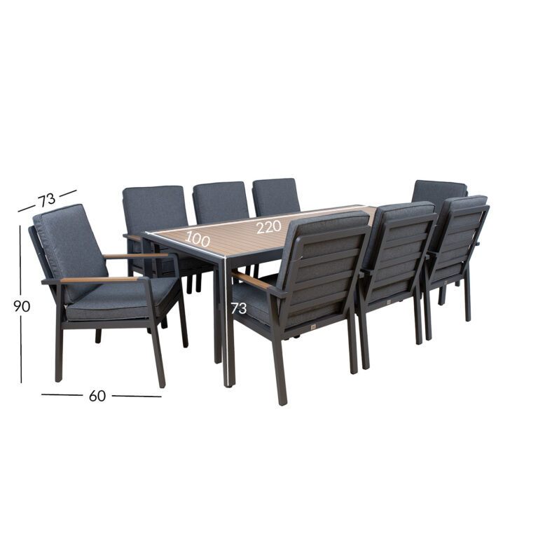 Aiamööblikomplekt PARKER laud ja 8 tooli - Image 7