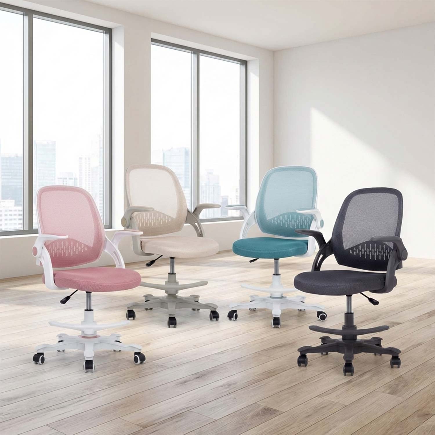 Laste töötool EMMY jalatoega 59x57xH87-99cm, beež