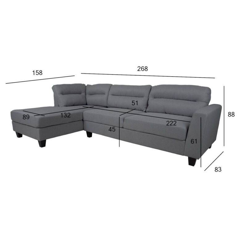 Nurgadiivan HELSINKI VN 268x158/83xH88cm, tumehall - Image 5