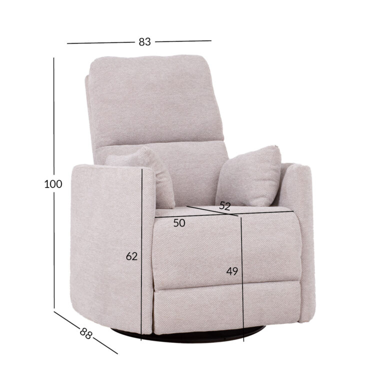 Tugitool STINA kiikuv ja pöörlev manuaalne recliner 83x88xH100cm, hall - Image 7