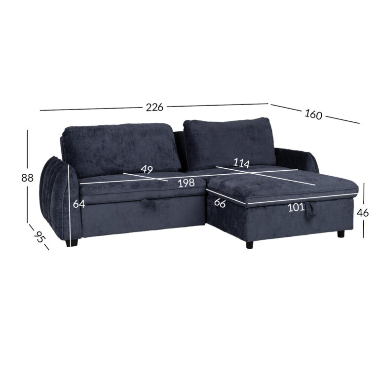 Nurgadiivanvoodi CLOUD 226x95/160x88cm, sinine - Image 11