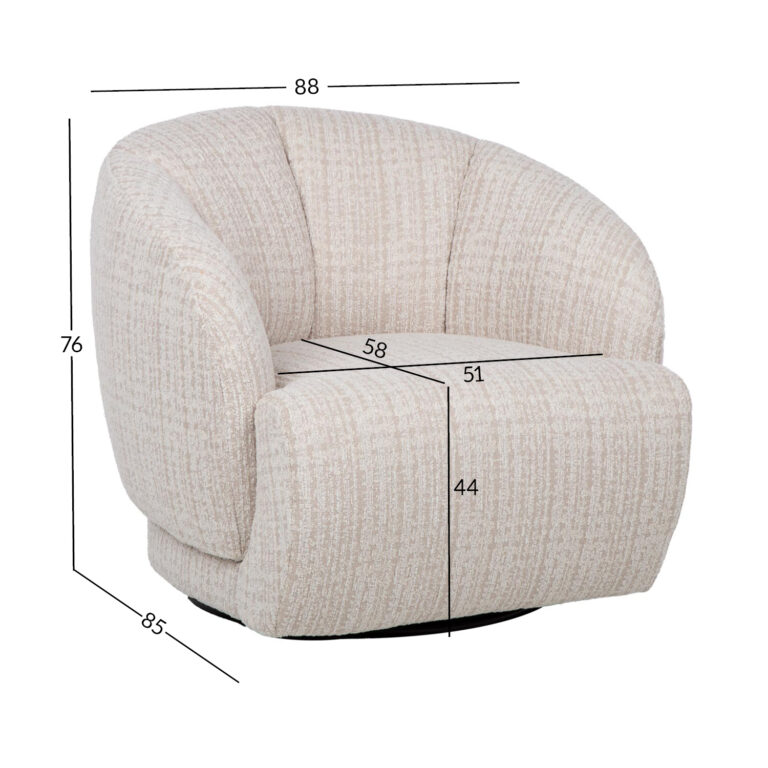 Tugitool FREESIA pöörlev 88x85xH76cm, kaeravalge - Image 10