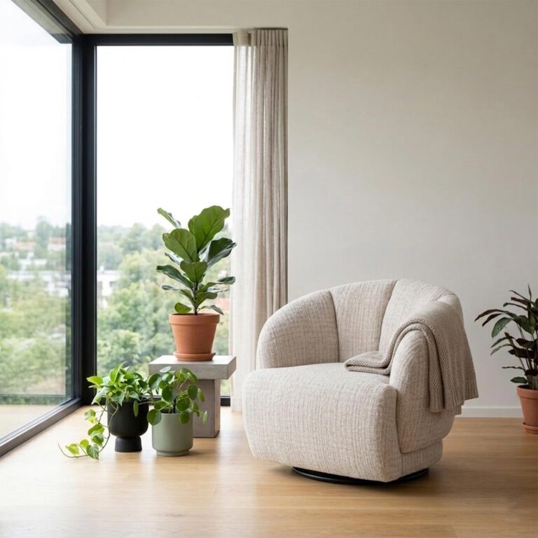 Tugitool FREESIA pöörlev 88x85xH76cm, kaeravalge - Image 9