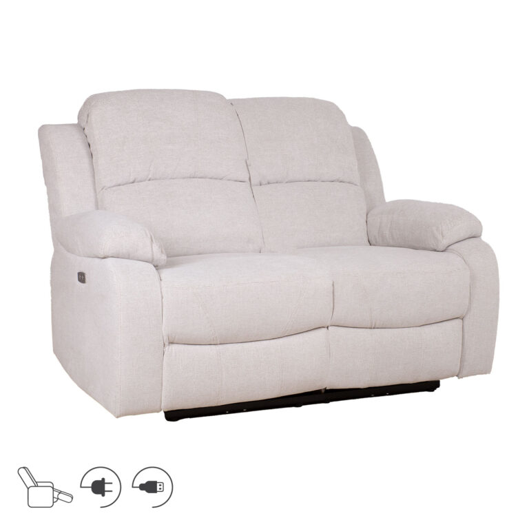 Diivan FELICIA 2-kohaline elektriline recliner 150x96xH100cm, loodusvalge
