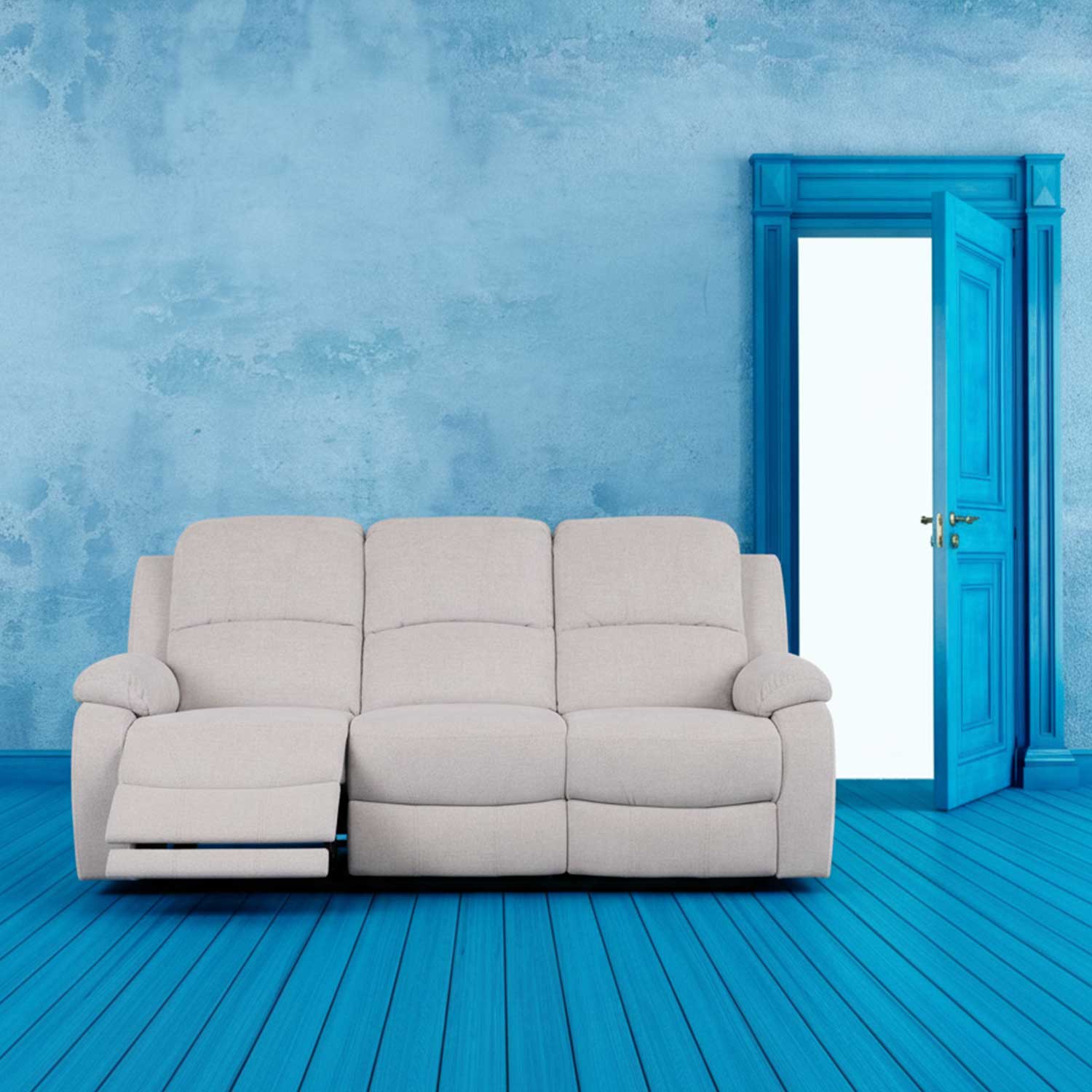 Diivan FELICIA 3-kohaline elektriline recliner 208x96xH100cm, loodusvalge