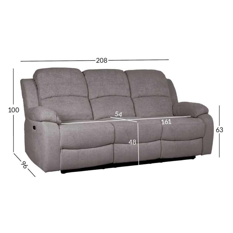 Diivan FELICIA 3-kohaline elektriline recliner 208x96xH100cm, hall - Image 8